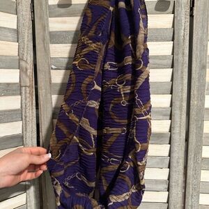 Lauren Ralph Lauren Purple and Brown Chain Pattern Scarf